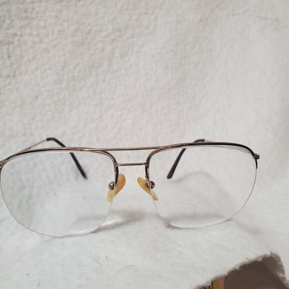 Vintage Logo Paris Prescription Eyeglass Frames 55-22-145 Gold Aviator Unique - Picture 1 of 6